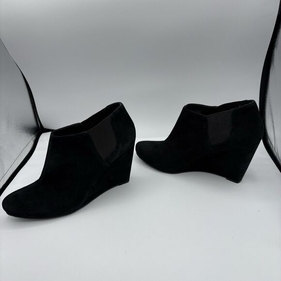 Vince Camuto Ankle Boots Size 9.5 B Booties Dollys Black Leather Wedge Heel G2 - Picture 8 of 11